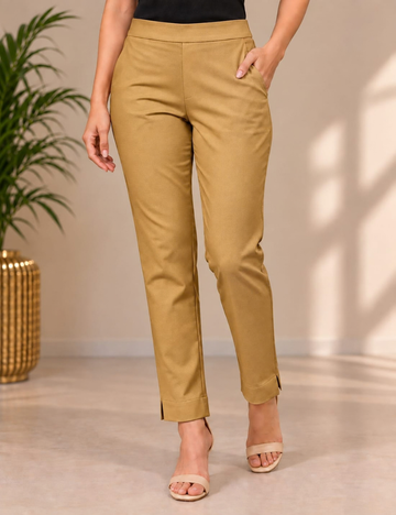 LIVA Certified Caramel Colour Rayon Stretchable Straight Pant HCB15