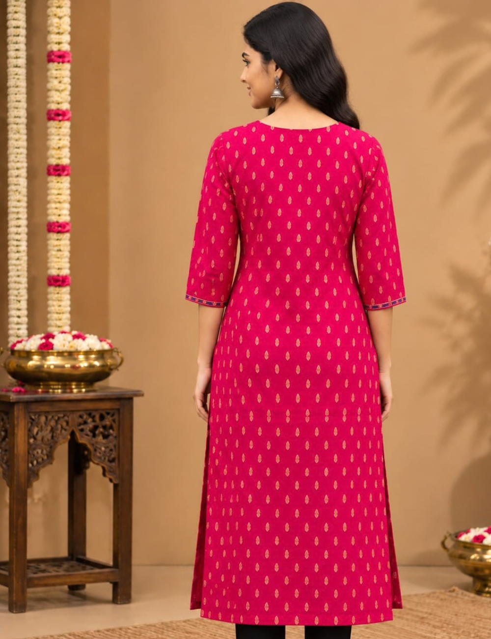 Crimson Pink Avaasaa Side Cut Kurti with Royal Horse Embroidery HCK23