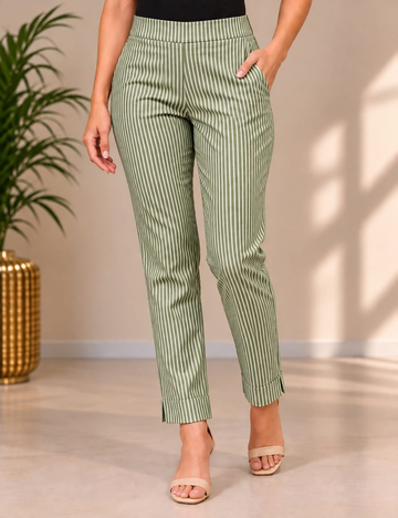 Light Green Free Size Popcorn Stretchable Straight Pant HCB21