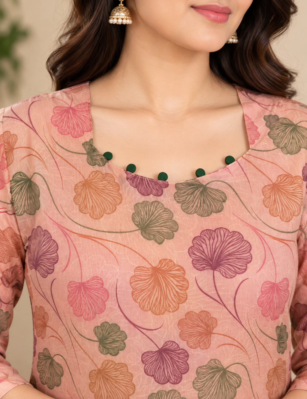 Floral Printed Tissue Fabric Straight Kurti With Lining HCK17